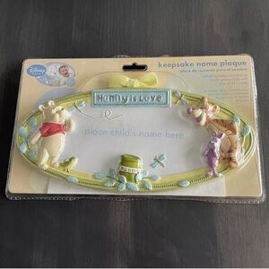 Disney Baby Keepsake Name Plaque Winnie The Pooh Hunny is Love NEW 10-1/2 X 5 In